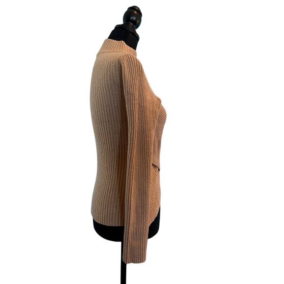 NWOT ASTR the Label Ribbed Knit Mock-T Sweater, Cross Back L/S Nice Stretch S - Picture 3 of 9